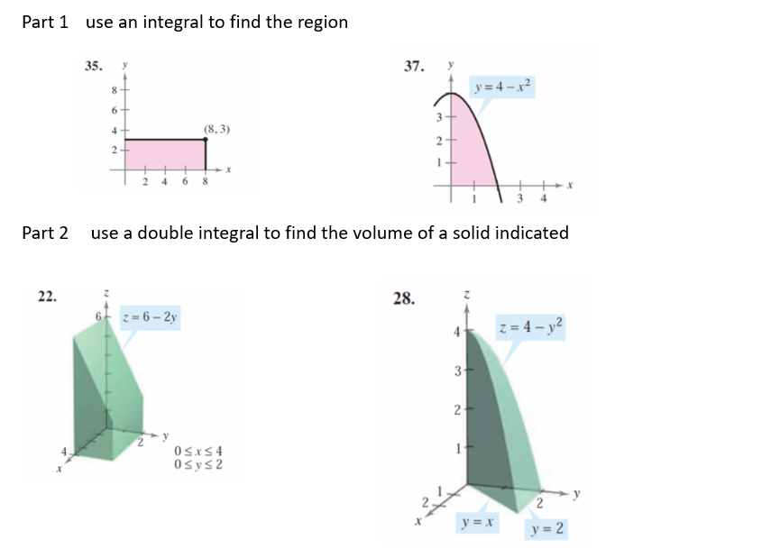 Solved Part 1 use an integral to find the region 35. 37. y | Chegg.com