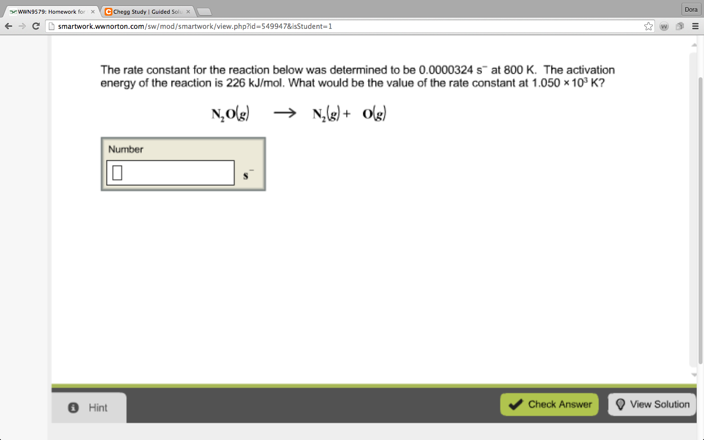 Solved The Rate Constant For The Reaction Below Was Chegg Com   PhpM0Bs9G 