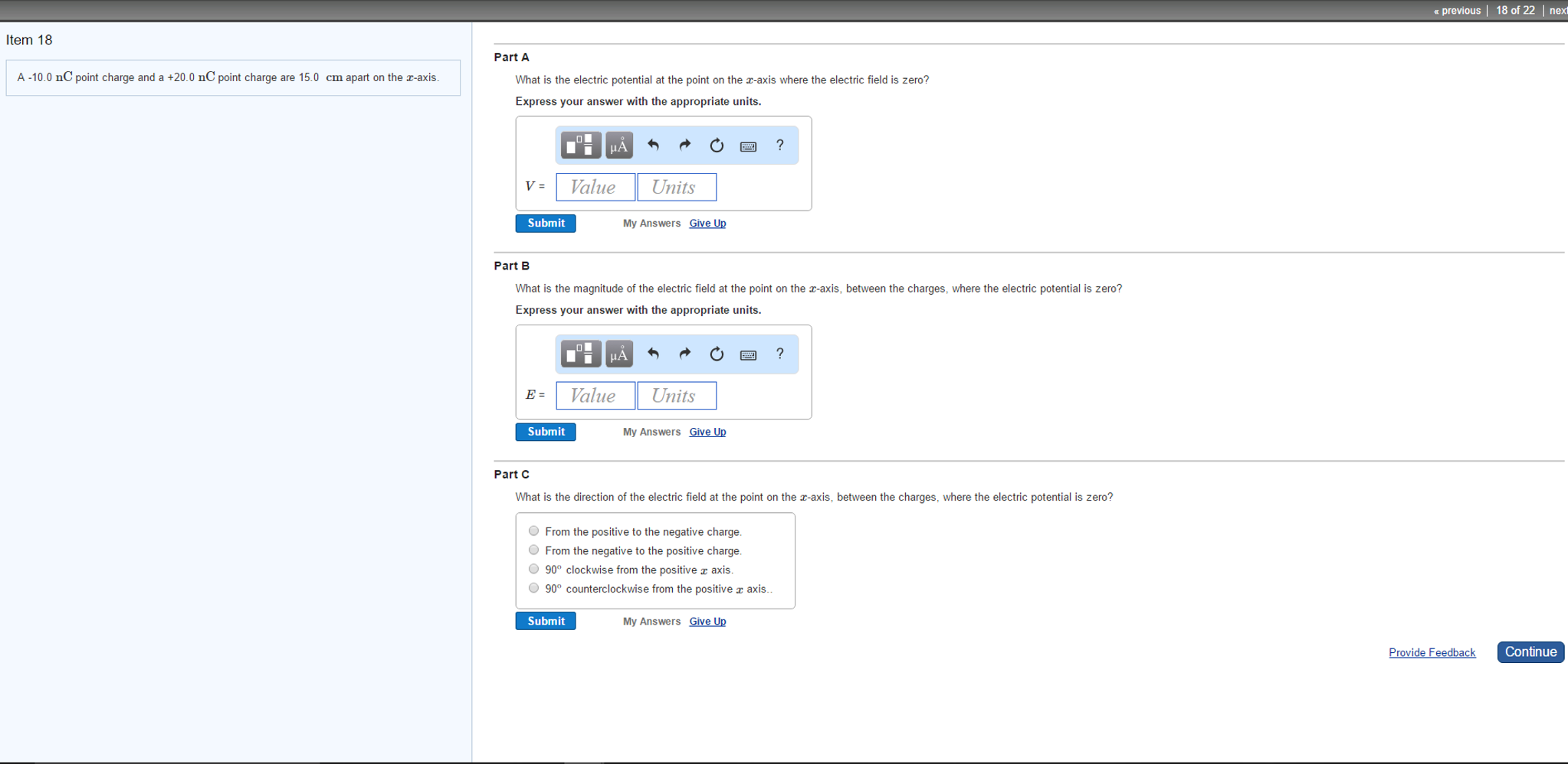 Solved A 10.0 nC point charge and a +20.0 nC point charge