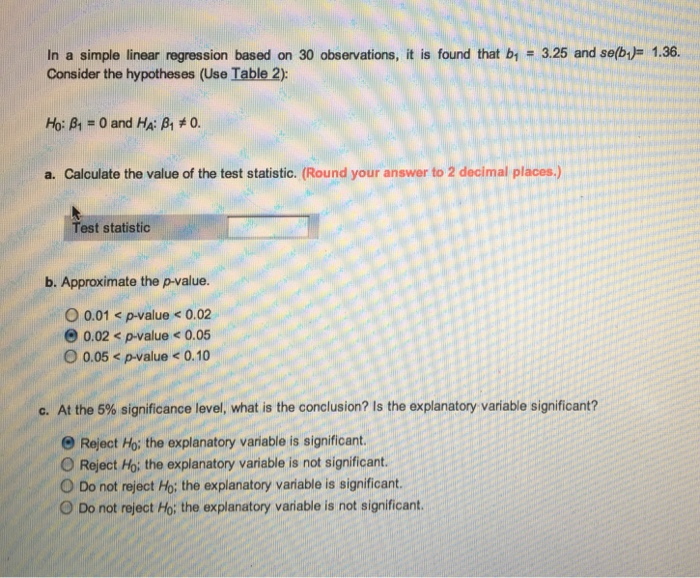 Solved In a simple linear regression based on 30 | Chegg.com