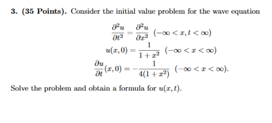 Solved Consider the initial value problem for the wave | Chegg.com