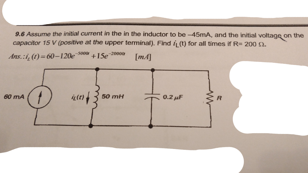 Solved 9.6 Assume the initial current in the in the inductor