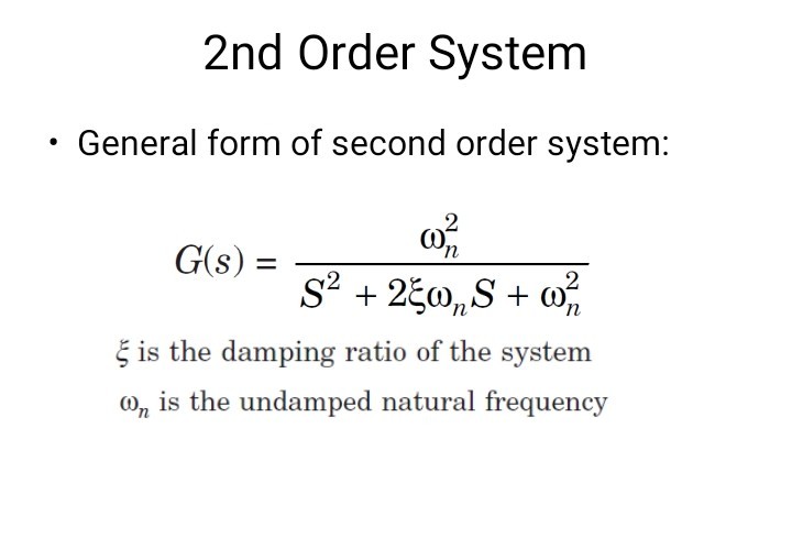 Solved 2nd Order System General Form Of Second Order 9408