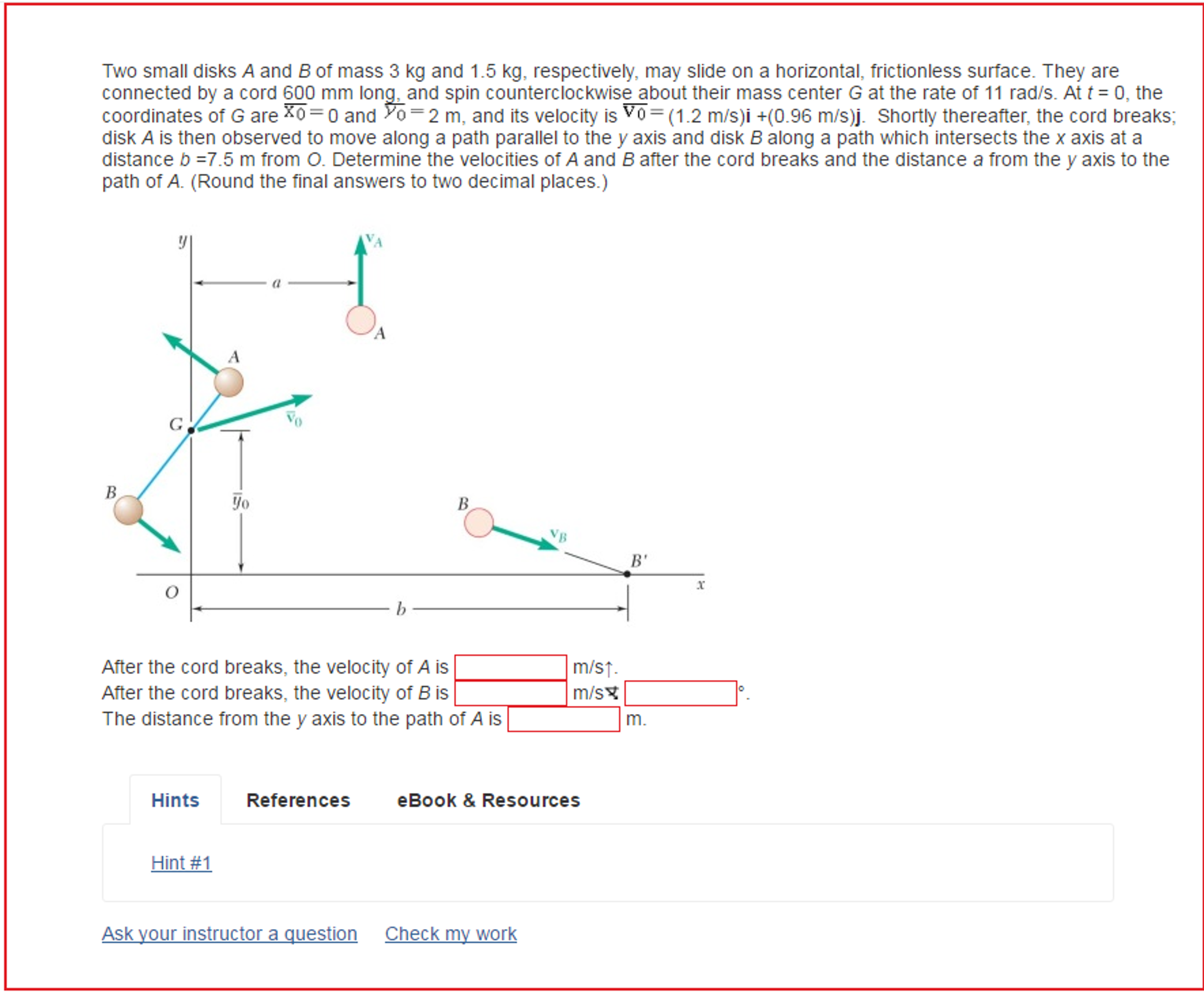 Solved Two Small Disks A And B Of Mass 3 Kg And 1 5 Kg