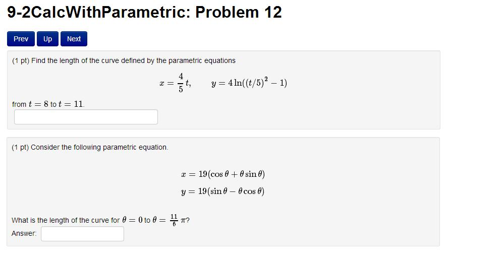 find the length of the curve defined by the parametric equations