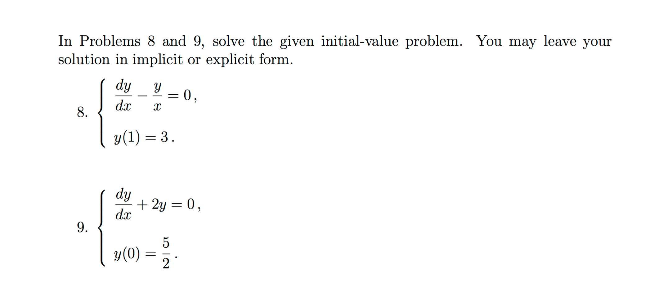 Solved In Problems 8 And 9 Solve The Given Initial Value Chegg Solved In Problems 8 And 9 Solve The Given Initial Value Chegg