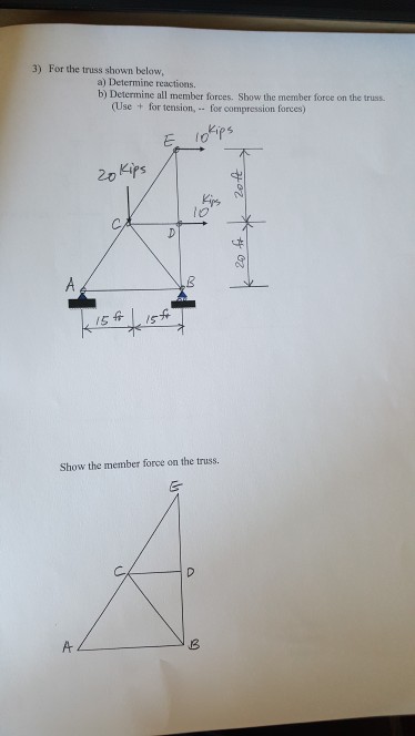 Solved 3) For the truss shown below a) Determine reactions. | Chegg.com