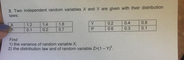 Solved 3. Two independent random variables X and y are given | Chegg.com