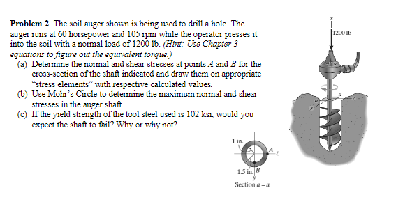 Solved Problem 2. The soil auger shown is being used to | Chegg.com