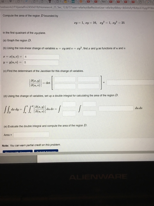 Solved Compute the area of the region D bounded by xy = 1, | Chegg.com