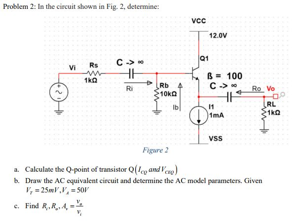 Solved Problem 2: In The Circuit Shown In Fig. 2, Determine | Chegg.com