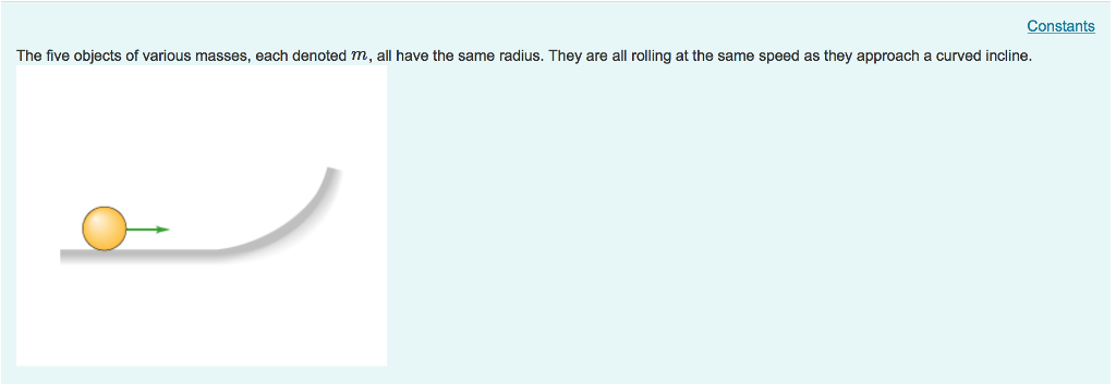 Solved Constants The Five Objects Of Various Masses Each