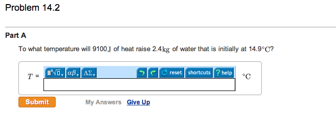 Solved To What Temperature Will 9100 J Of Heat Raise 2.4kg 