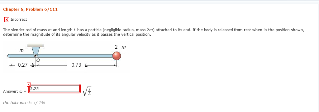 Solved The Slender Rod Of Mass M And Length L Has A Particle