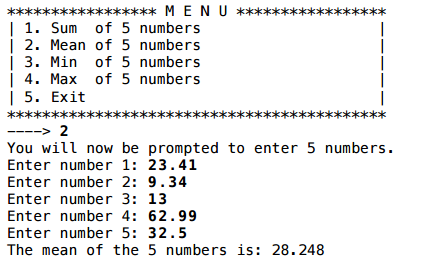 Solved Example of output | Chegg.com