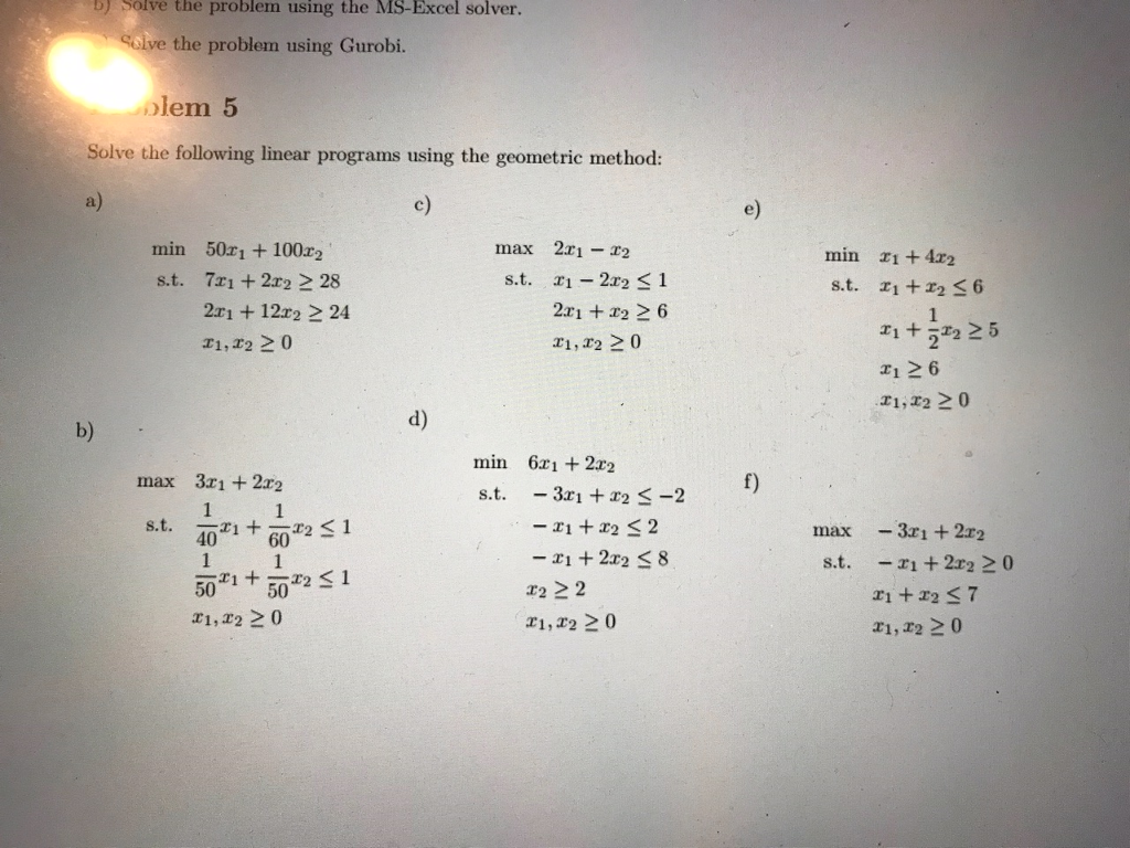 Solved B) Solve The Problem Using The MS-Excel Solver. Solve | Chegg.com