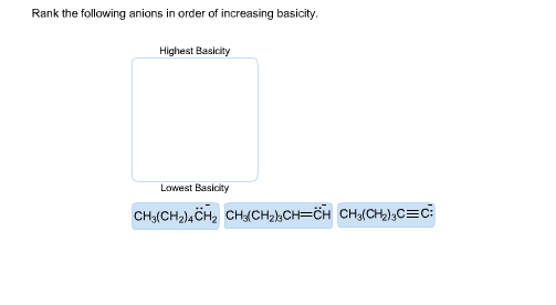 Solved Rank the following anions in order of increasing | Chegg.com