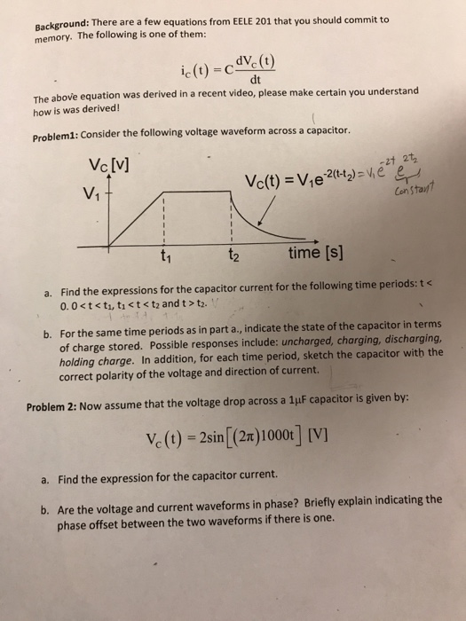 Solved Are A Equations EELE 201 That You Should Background Chegg