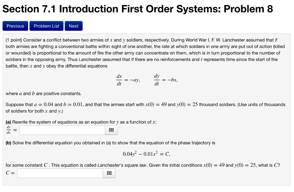 Solved Consider a conflict between two armies of x and y | Chegg.com