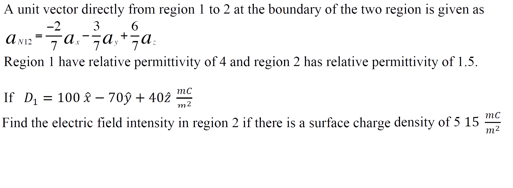 solved-a-unit-vector-directly-from-region-1-to-2-at-the-chegg