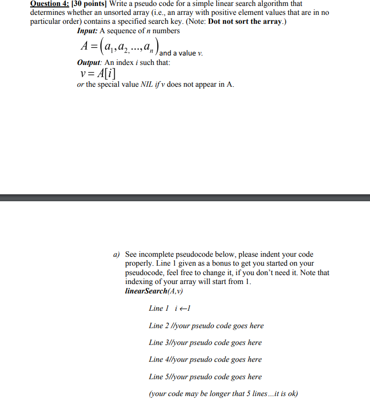 Solved Question 4: 130 points] Write a pseudo code for a | Chegg.com