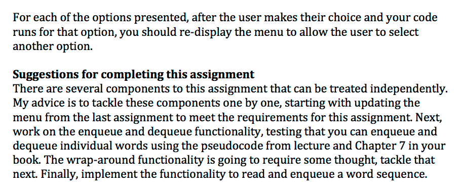 Solved Build your own word queue In this assignment, you're | Chegg.com