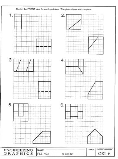 Solved Sketch the FRONT view for each problem. The given | Chegg.com