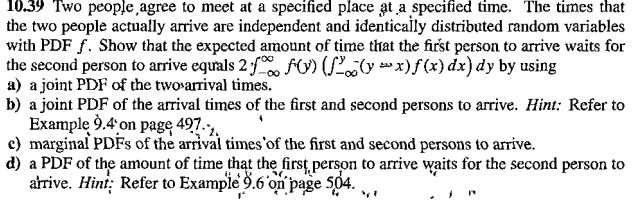 10 39 Two People agree To Meet At A Specified Place Chegg