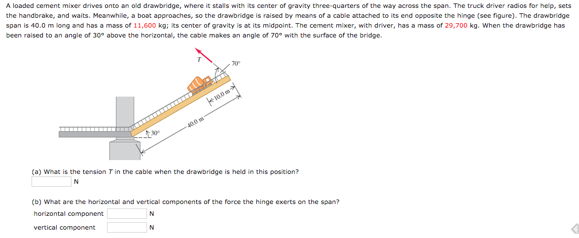 Solved A loaded cement mixer drives onto an old drawbridge, | Chegg.com