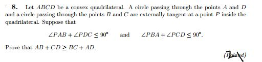 Solved 8· Let ABCD Be A Convex Quadrilateral. A Circle | Chegg.com