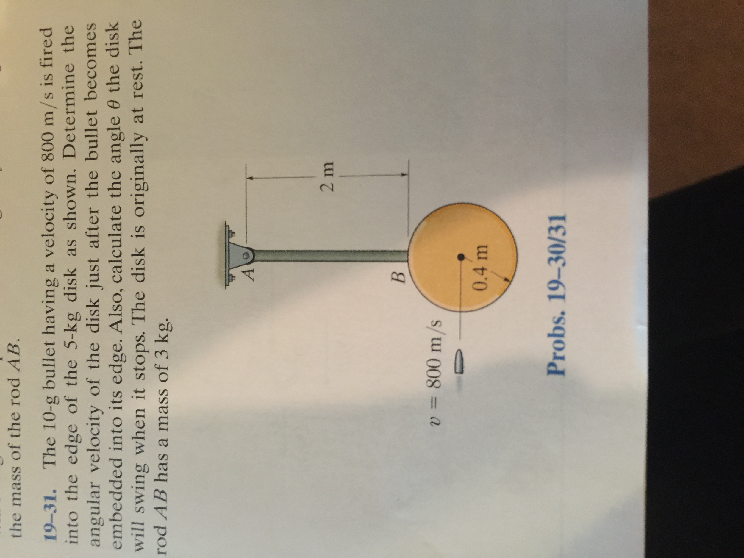 The 10g bullet having a velocity of 800 m/s is fired
