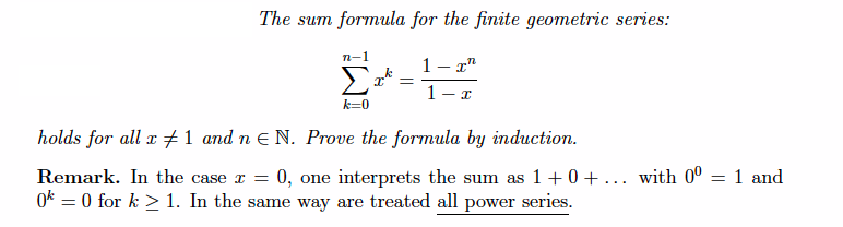 Finite Series Formula