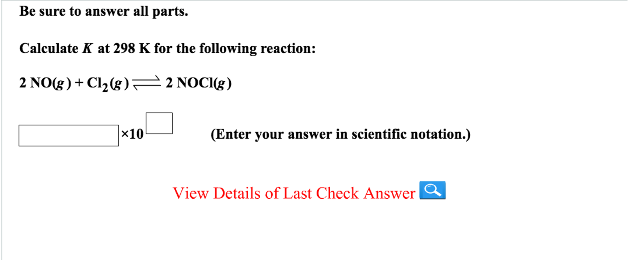 Solved Calculate K At 298 K For The Following Reaction 2 Chegg Hot