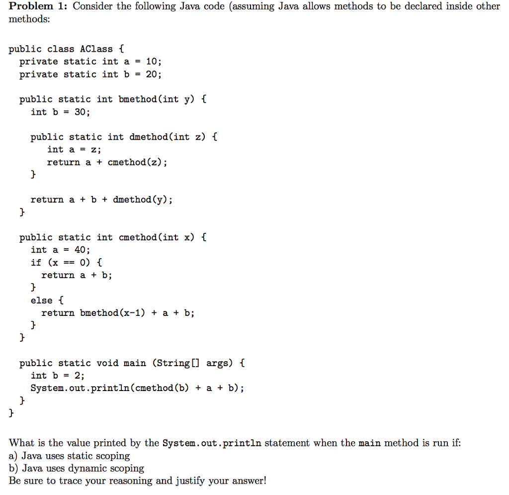 Solved Consider the following Java code (assuming Java | Chegg.com