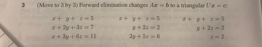 Solved 3 (Move to 3 by 3) Forward elimination changes Ac b | Chegg.com