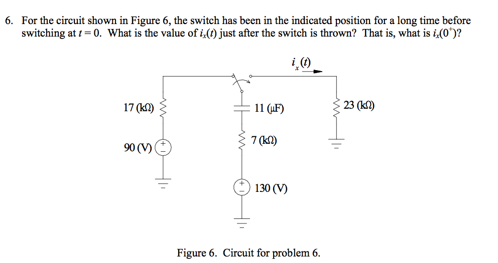 Solved 6. For the circuit shown in Figure 6, the switch | Chegg.com