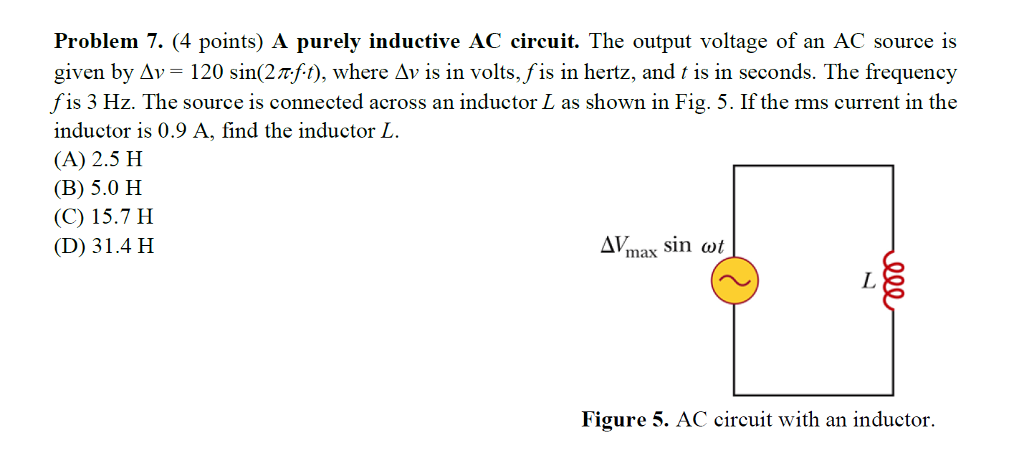 Solved The output voltage of an AC source is given by | Chegg.com
