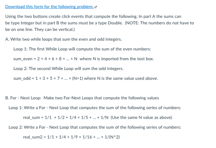 Compute Sum of Series While Loop For Loop 1stResults | Chegg.com image.