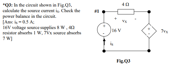 Solved In the circuit shown in Fig.Q3, calculate the source | Chegg.com
