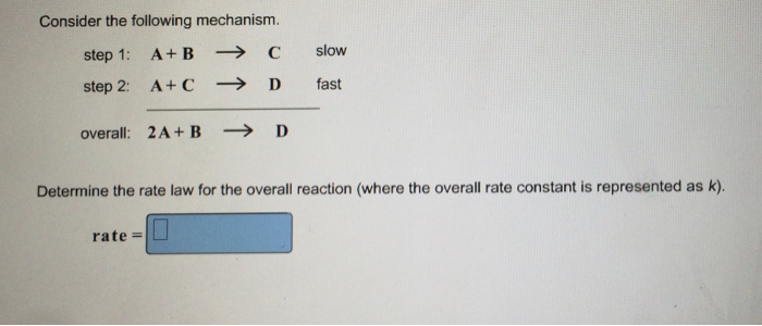 Solved Consider The Following Mechanism. Determine The Rate | Chegg.com