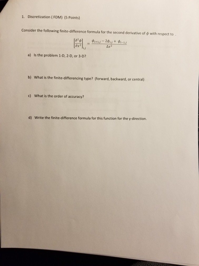Solved 1. Discretization (FDM) (5 Points) Consider the | Chegg.com