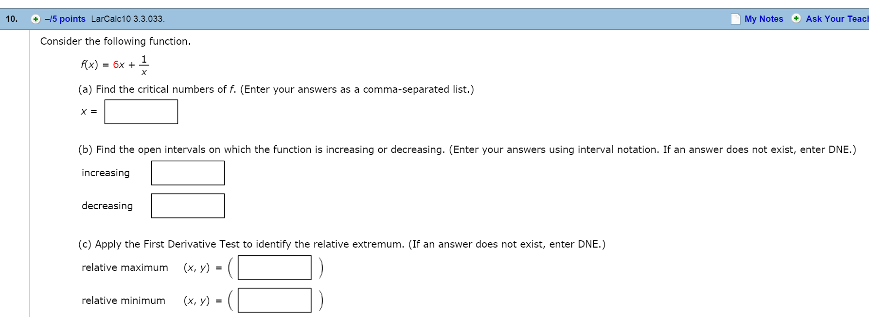 Solved Consider The Following Function F X 6x 1 X A