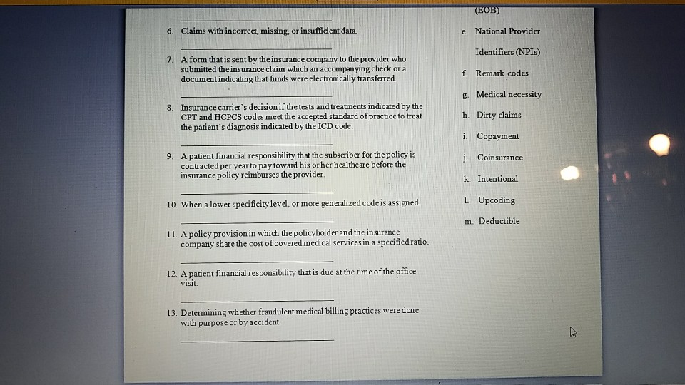 Solved Vocabulary Review Fill In The Blank With The Corre