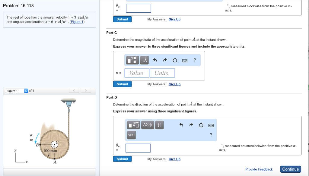 Solved Problem 16.113 The reel of rope has the angular | Chegg.com