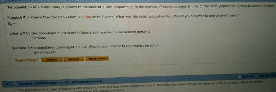 Solved The population of a community is known to increase at | Chegg.com