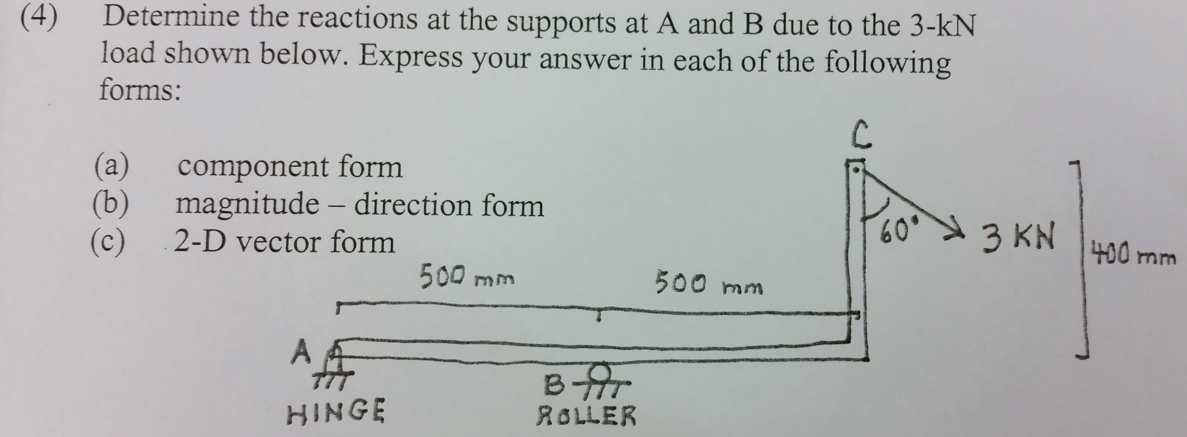 Solved (4) determine the reactions at the supports at A and