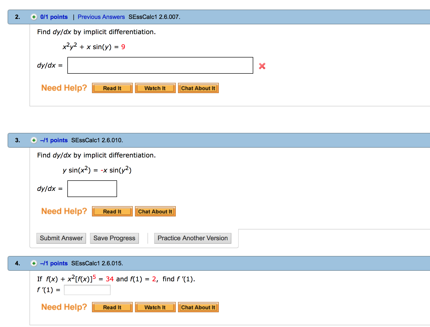 Solved Find Dy Dx By Implicit Differentiation X2y2