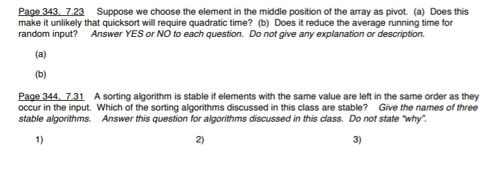 Solved Suppose we choose the element in the middle position | Chegg.com