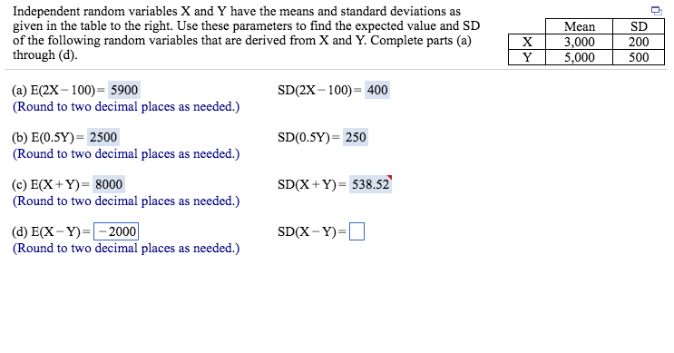 Solved Independent random variables X and Y have the means | Chegg.com