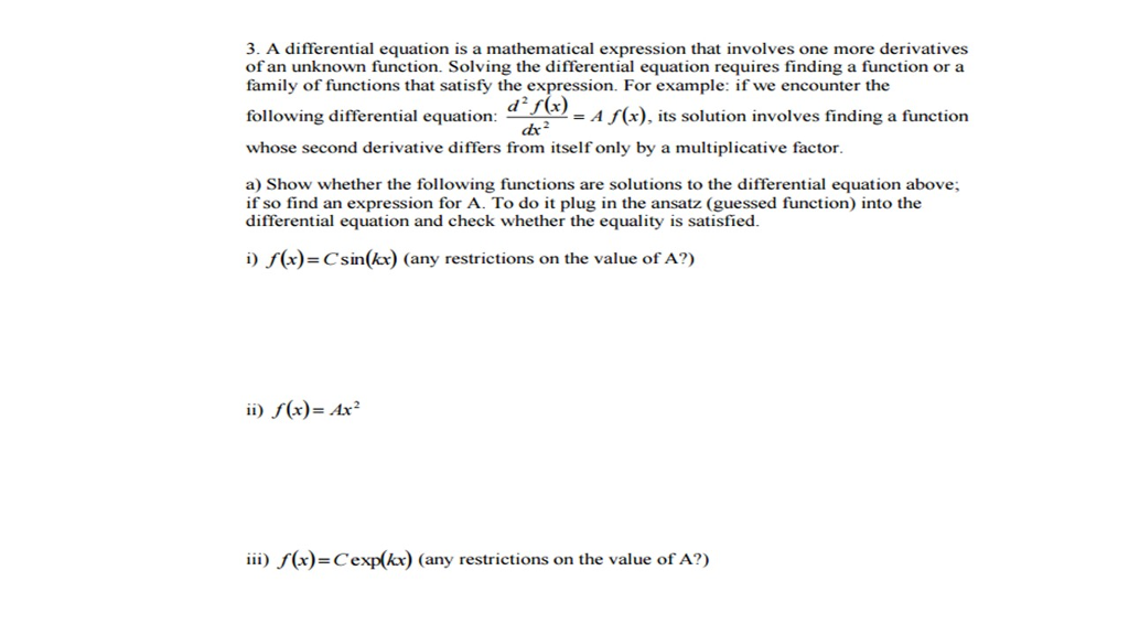 Solved A differential equation is a mathematical expression | Chegg.com
